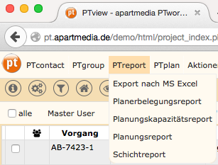 Excel-Export in PTworkflow